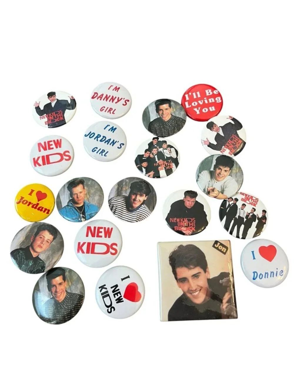 New Kids On The Block Buttons Pins I Luv Jonathan Jordan Joey Donny Danny Lot 20